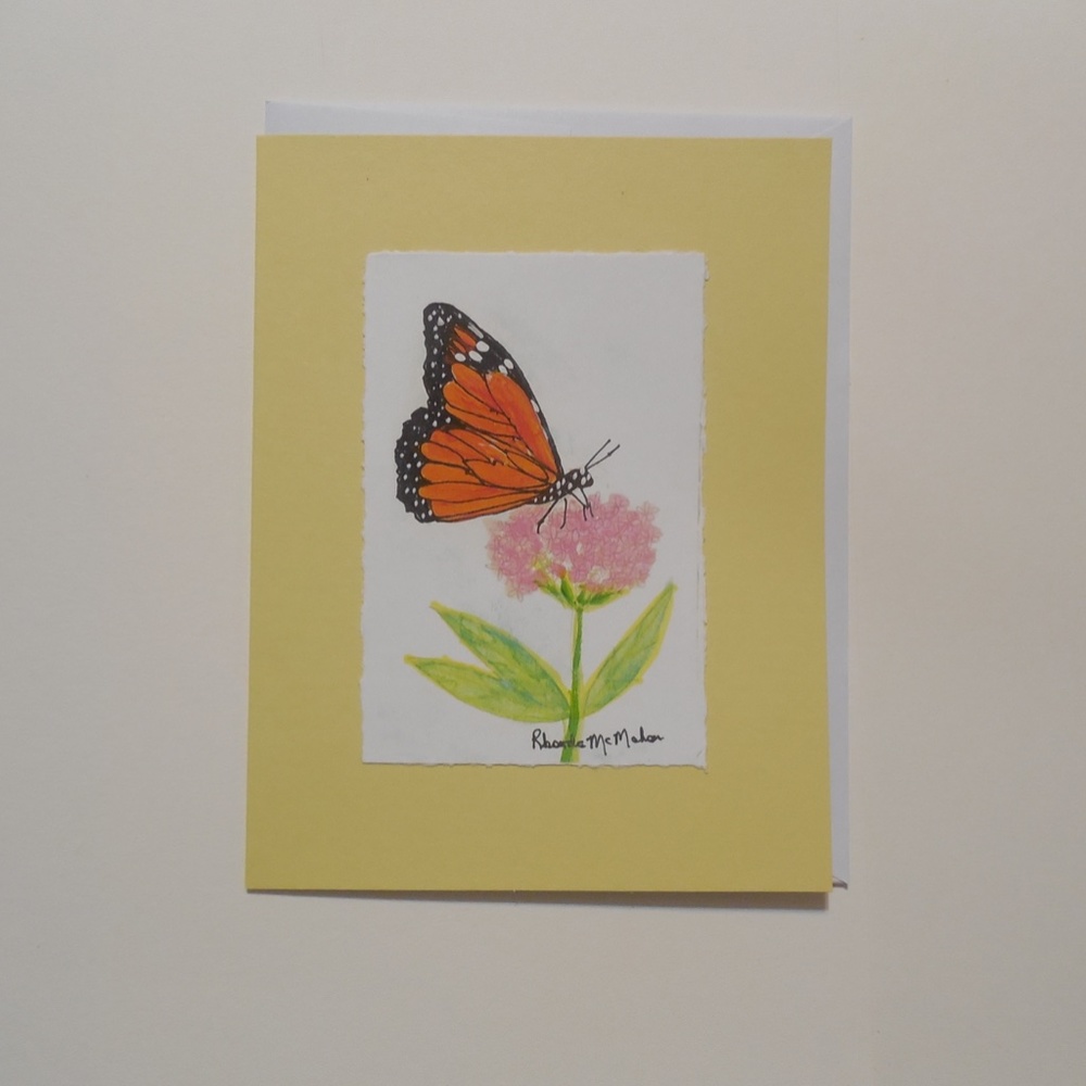 Watercolor Monarch Butterfly Card and Envelope